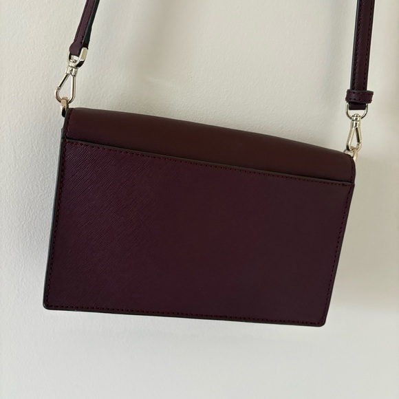 Kate Spade Leather Crosbody Purse Deep Burgundy Maroon - Picture 2 of 9
